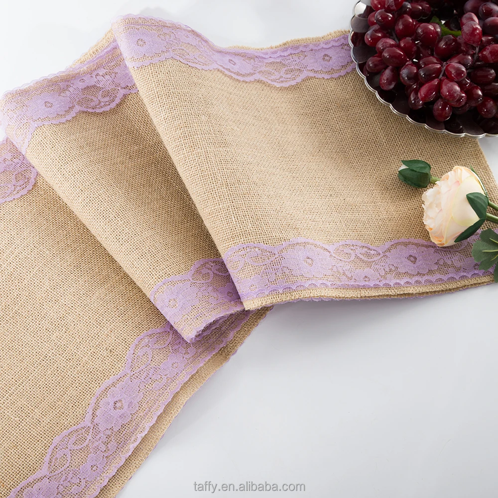 
factory wholesale new cheap rustic home Wedding Christmas Party decorations restaurant linen Burlap Lace table runner 