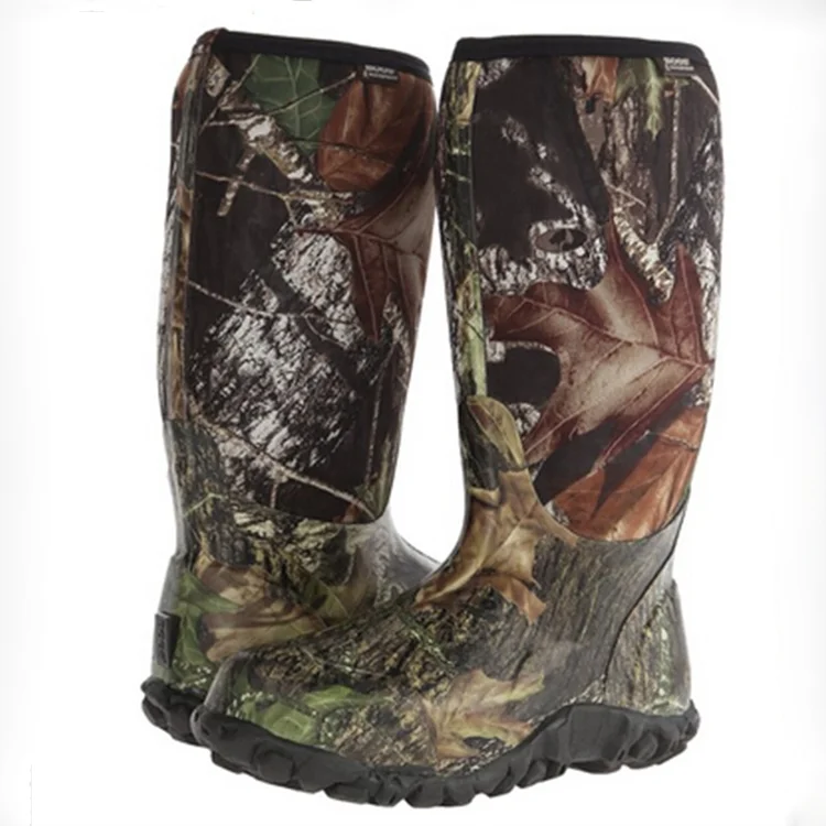 Manufacturer China Wholesale Fashion New Style Camo Rain Boot Anti-slip Waterproof Cheap Men Neoprene Knee High