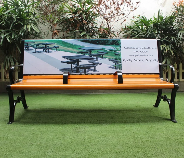 Gavin customized waterproof street metal steel bus stop advertising bench seat