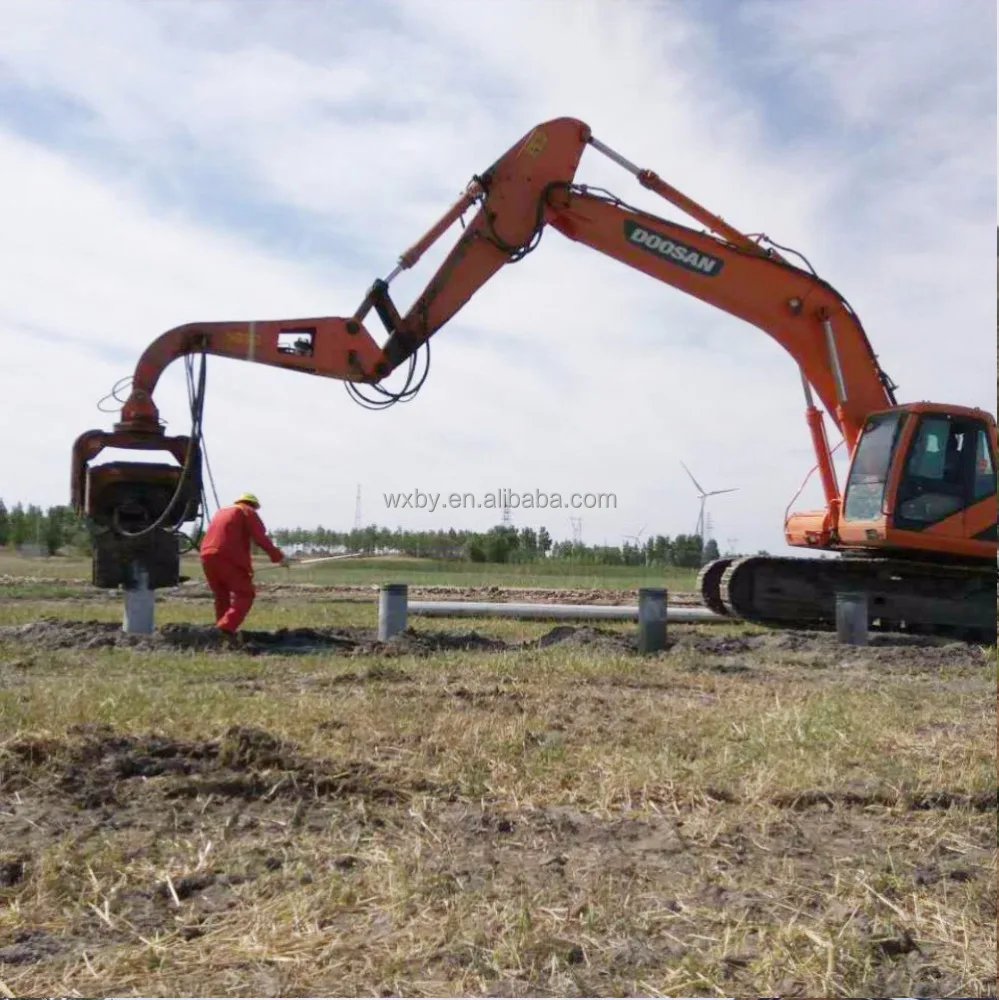 Hydraulic excavator equipment steel sheet pile driving machine excavator mounted pile driver