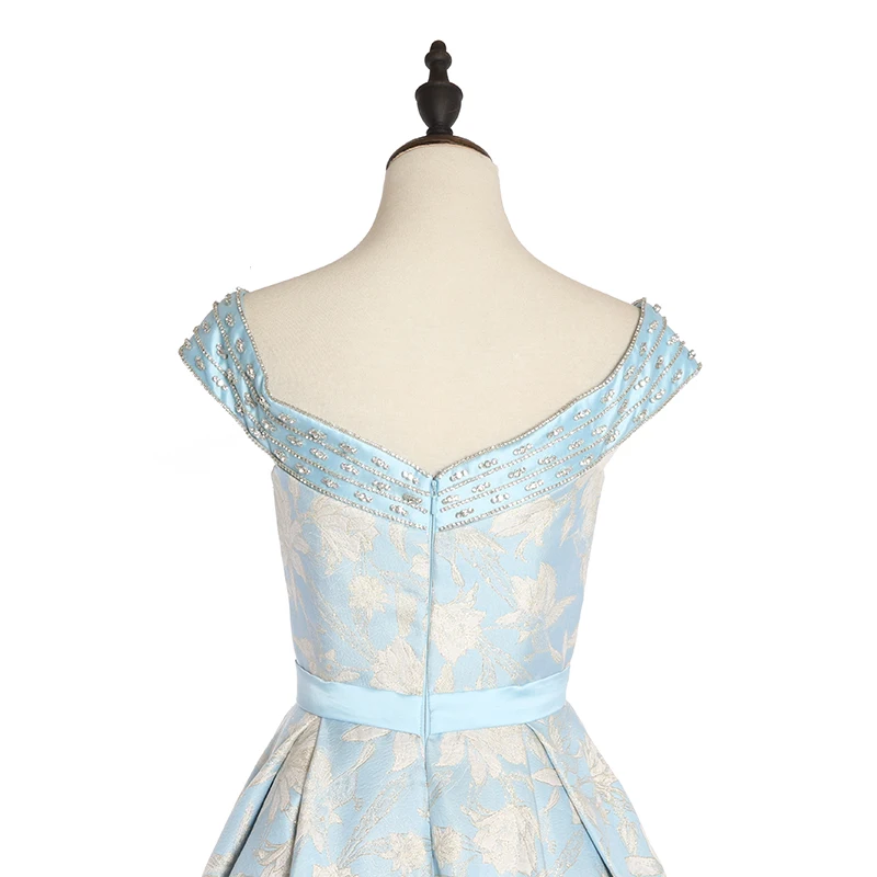 Beautiful cap sleeves long satin party clothes floral printed patterns evening dress