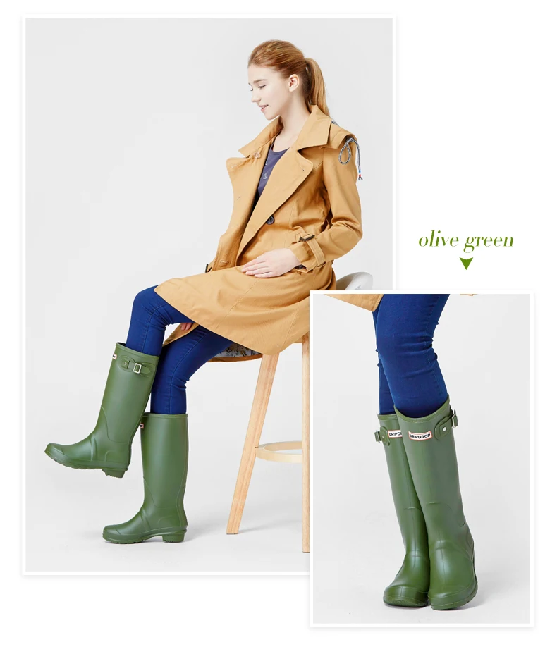 Dripdrop custom original half Wellington Ladies women Tall Rain Boots Red Shiny PVC natural rubber safety Rain Boots for kids