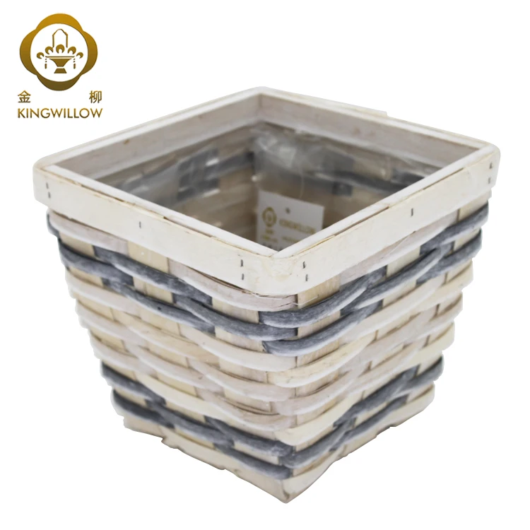 China suppliers small woodchip flower pot wooden flower planter