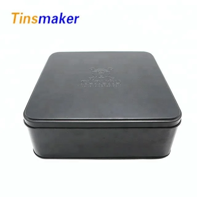 empty metal tins large matte black square wedding gift tin jar CUSTOM TIN BOX