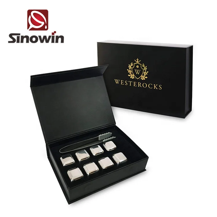 Wholesales whiskey rocks stones gift set,stainless steel Ice stones drinks cooler cubes