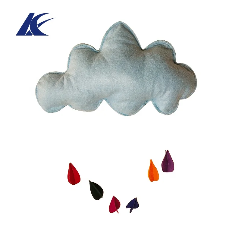 
Custom Cute Cloud Raindrops Shape Pendant Baby Mobiles Felt Cloud Ornament 