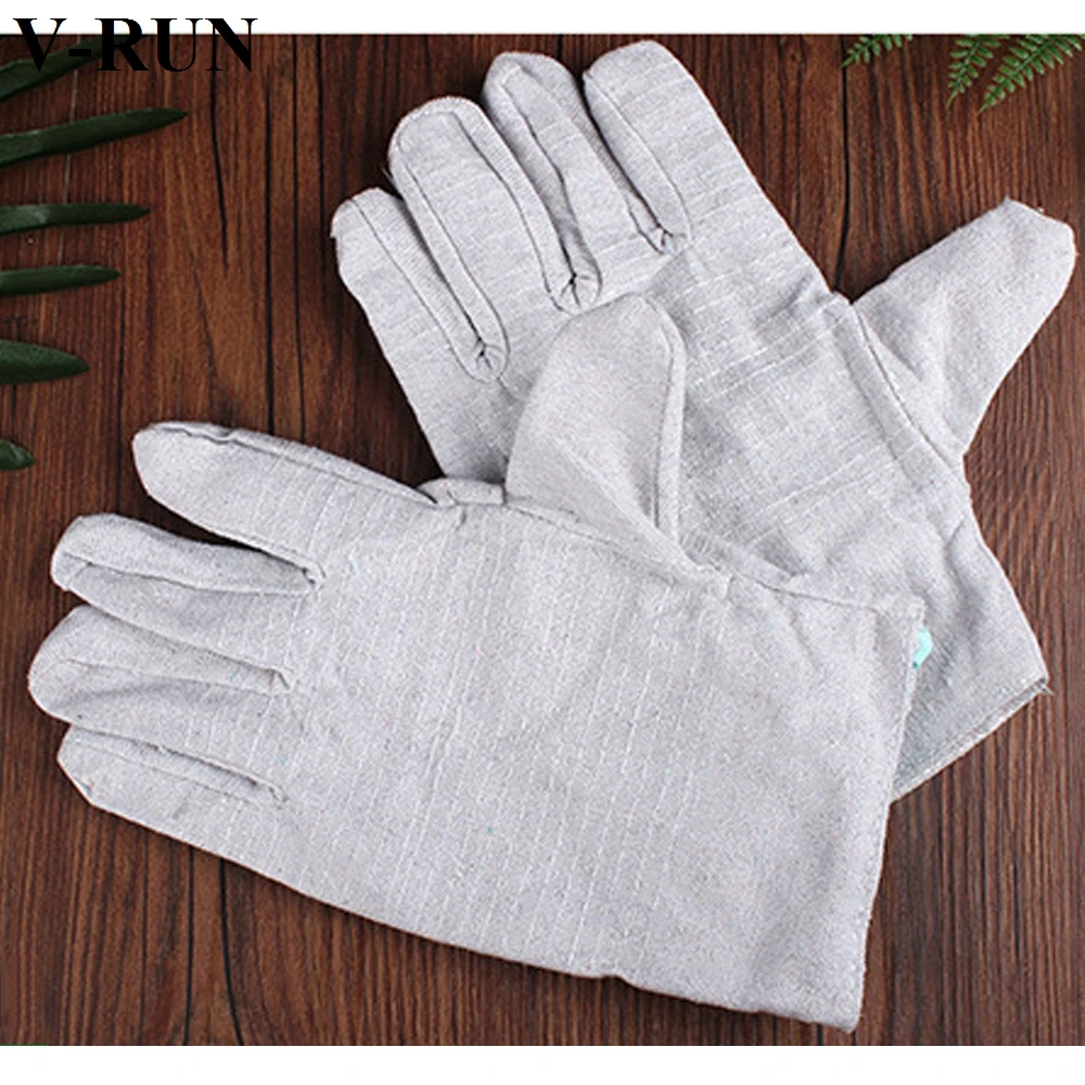 
Wholesale 24 lines double thickness full lined white armor electric working short canvas welding glove 