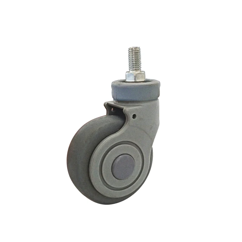 2.5inch Full Plastic Bracket TPR Wheel Swivel Caster Wheel For Transfusion Frame Thread Stem M8 M10 M12