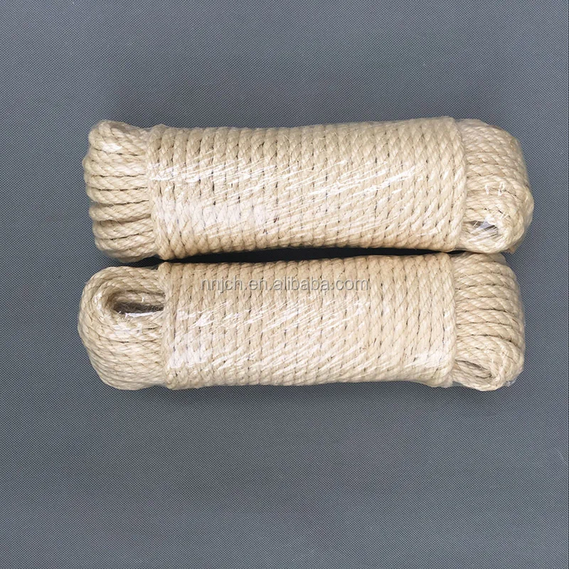 8mm 3 strand bleached sisal rope for packing rope and pet toy