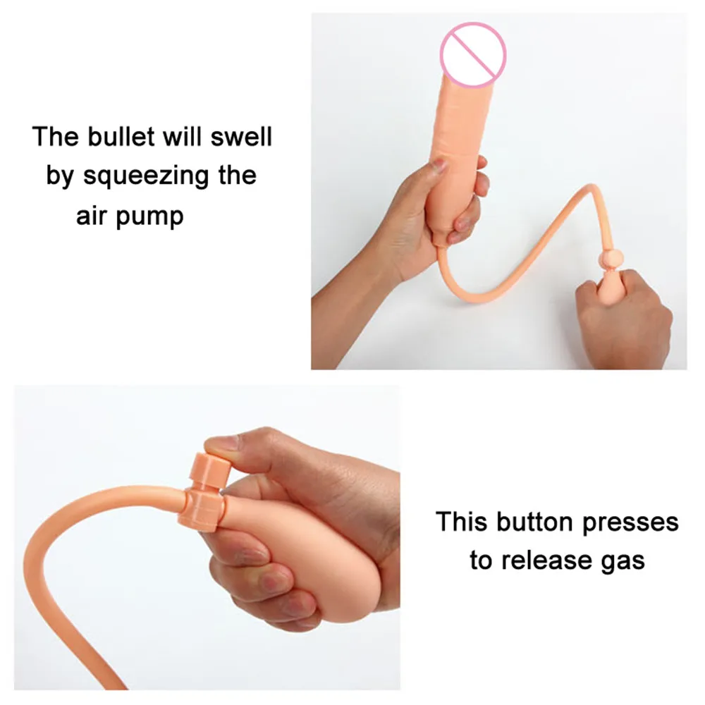 TPE 18CM Inflatable Dildo Pump Penis Cock Anal Sex Toy Anal Dilator