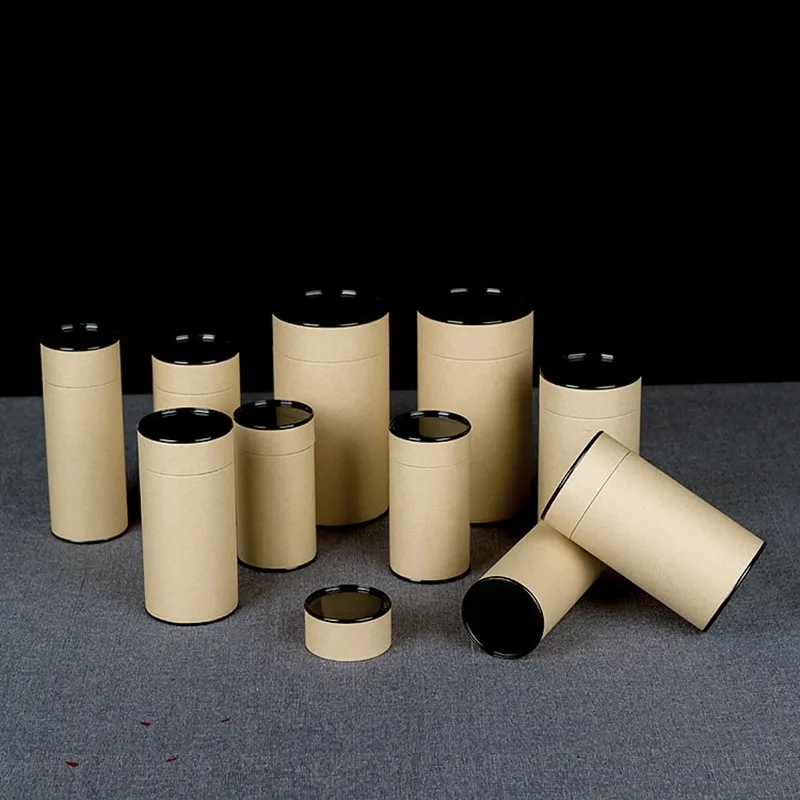 
Custom Printed Luxury Custom Round Food Kraft Paper Tube Packaging With Plastic Lid 