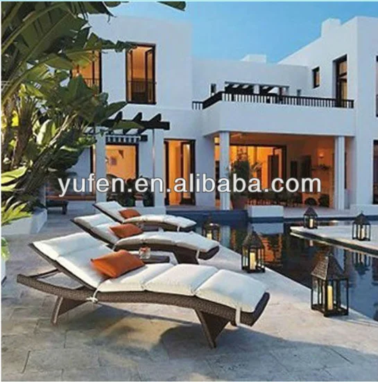 aluminium outdoor furniture rattan rasied garden bed poolside lounger