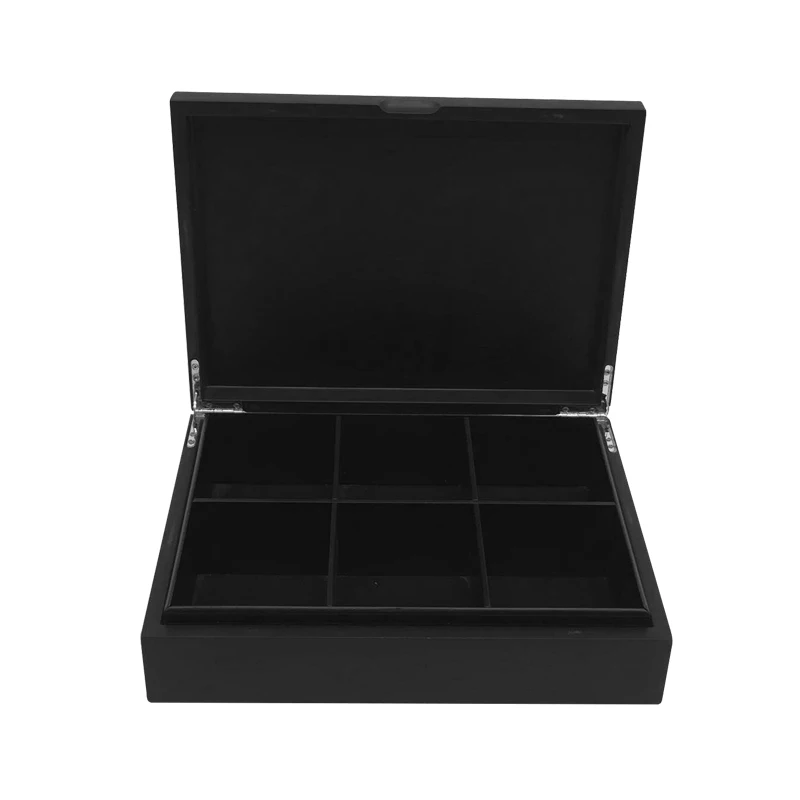 High quality MDF black color wooden tea box