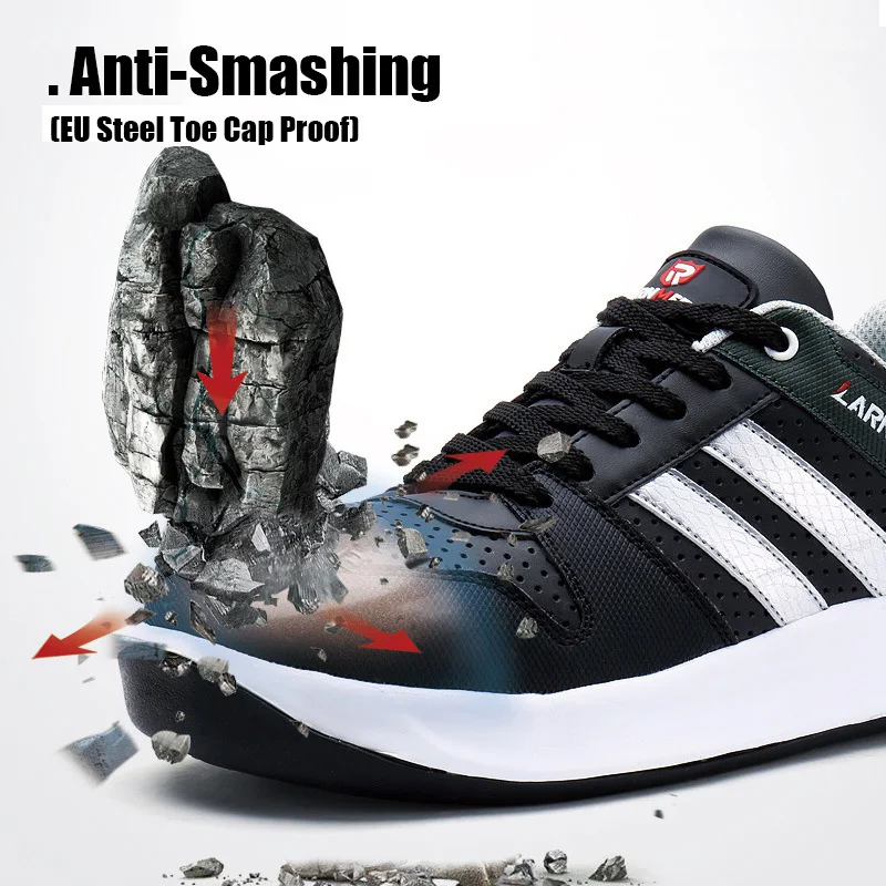 Кроссовки LARNMERN мужские со стальным носком, Рабочая защитная обувь, дышащая уличная защитная обувь для мужчин, строительные Сникеры, защита от проколов