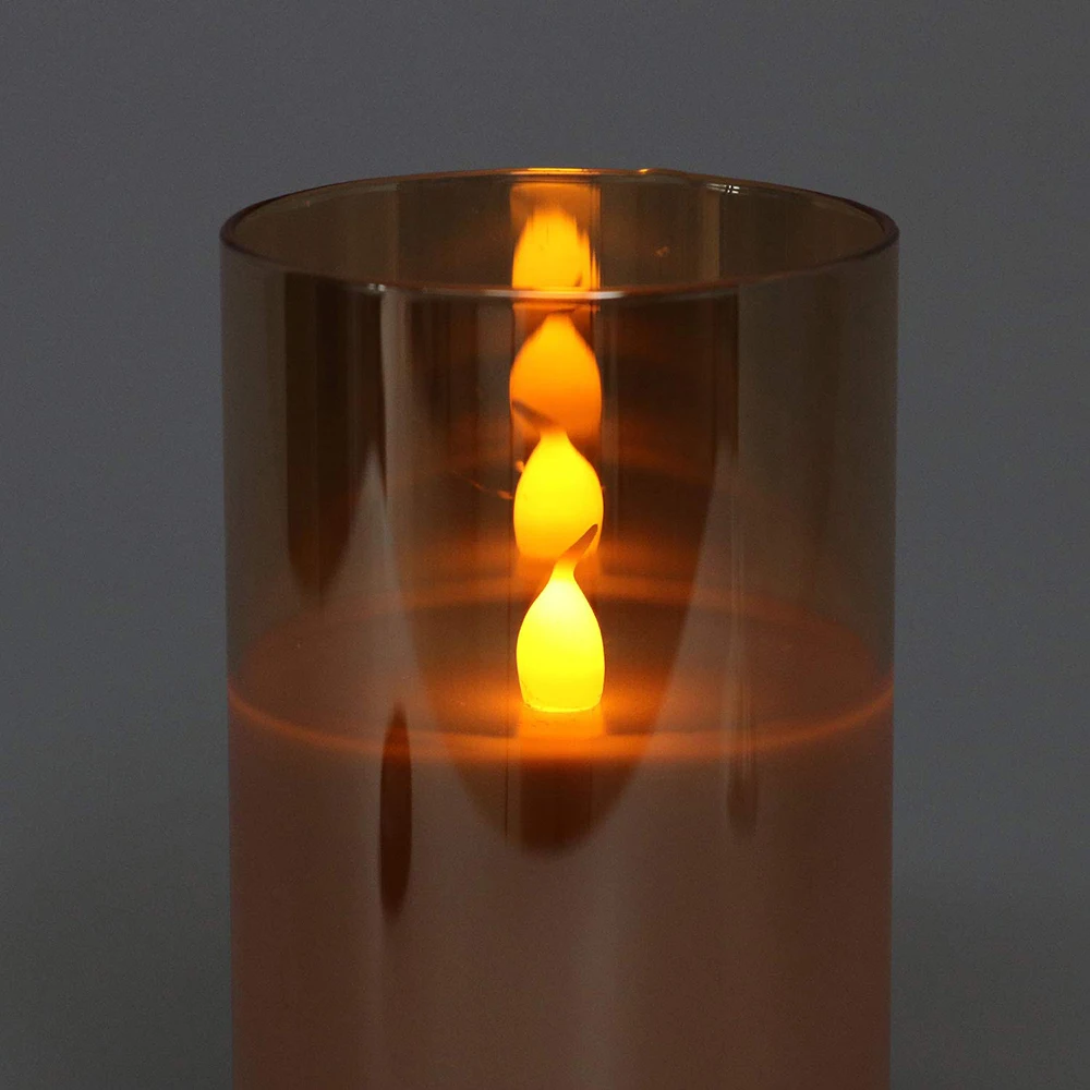 Glass cup LED Real Wax Candle Plain top with Timer Remote Control on/off switch