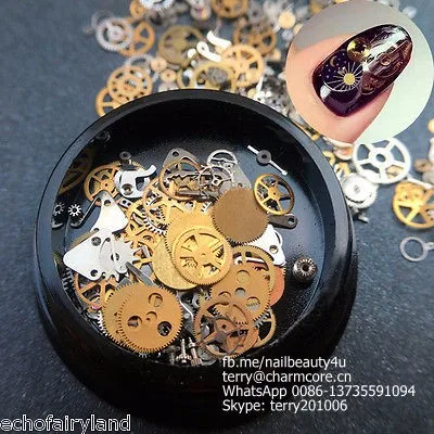 Wholesale Time gear Steam punk 3D nail art decoration accessories / Machine Style Nail Design clocks Steam nails accessories