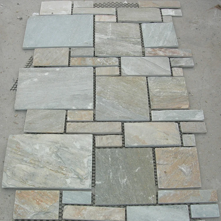 
Натуральный камень мозаика бежевый шифер сайдинг дом стеклянные стены панели облицовки stonemat мозаика плитка MZH-14 