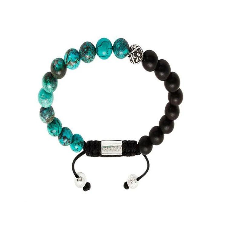 Wholesale Stone Health Beads Silver Buddha Head Spacer Bracelet for Male Female