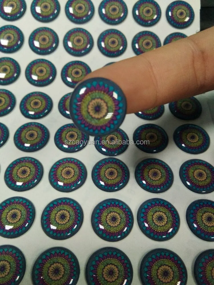 CMYK self- adhesive CMYK Epoxy Resin Stickers 3D resin sticker dome stickers