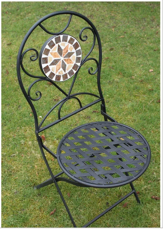 2019Hot style iron Mosaic bistro sets milk tea shop coffee shop park European leisure iron bistro sets