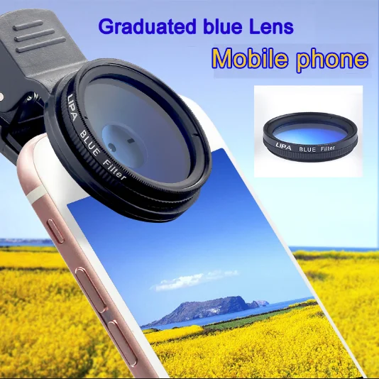 37mm Graduated Blue Orange Gray filter Cell Phone Camera Lens Filter for iPhone Samsung and Android Smartphones -