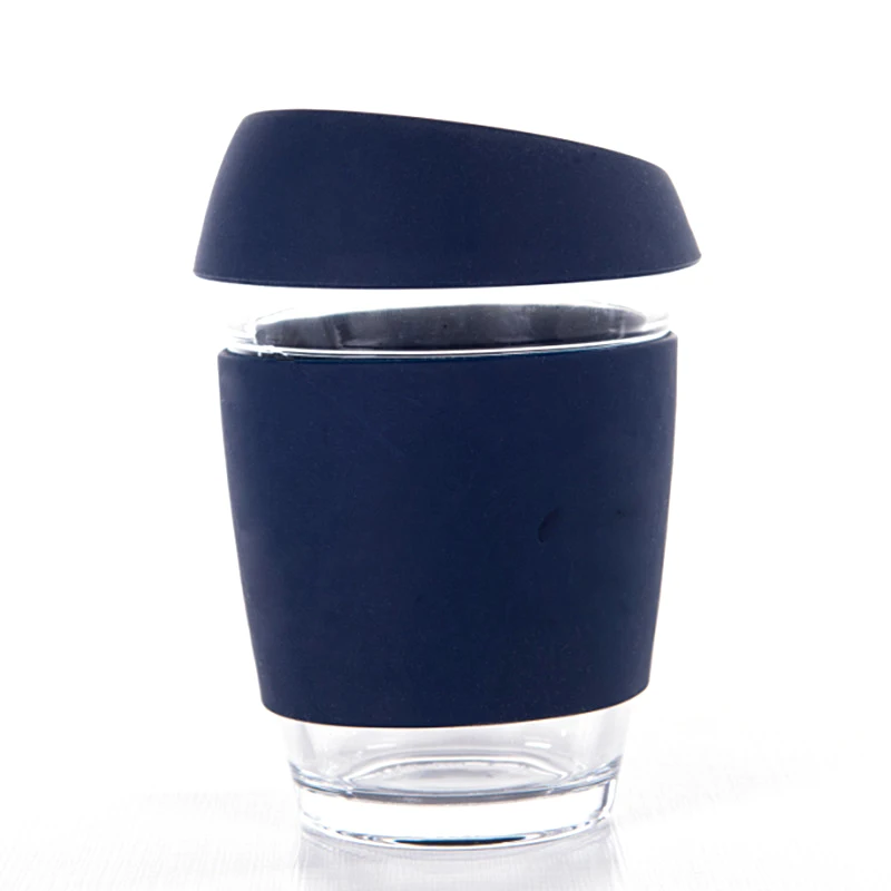 
Costom Logo 12oz Glass Reusable Coffee Cup with Silicone Sleeve 