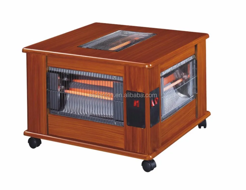 2400W 5 Faces Wood Cabinet Electric Space Quartz Heaters 220V Freestanding With Wheels 5 Quartz Glass Tube Heaters Made In CIXI