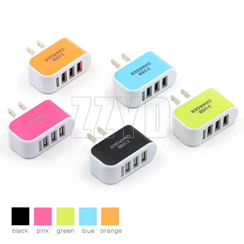 
Hot Sale USA Custom Phone Charger 3 Ports Universal Travel Adapter China Led Wall Usb Charger Wholesale 