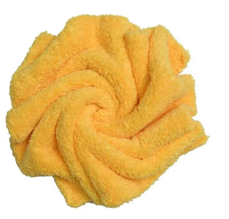 Super Plush Edgeless Microfiber Towel, 360 GSM, Yellow - 16 in. x 16 in