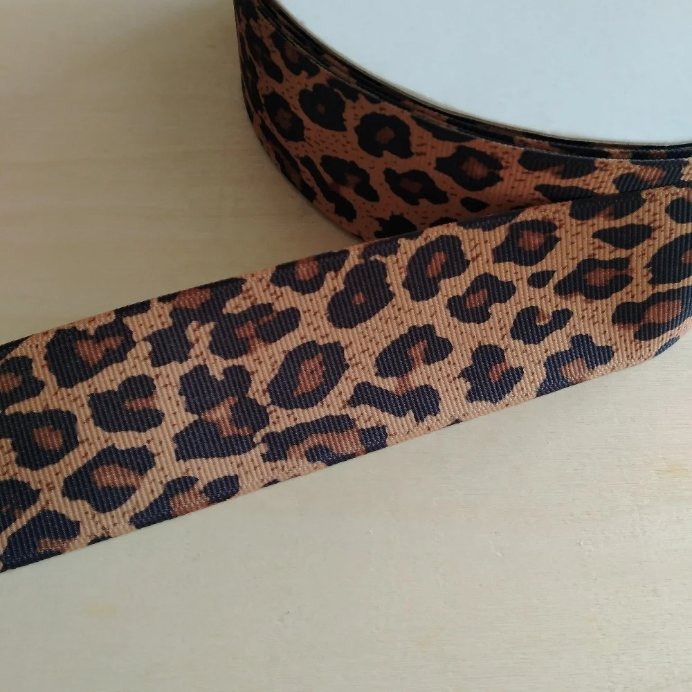 Hot!!! 3.7CM-5.8CM Leopard Image Woven Printed Elastic Webbing