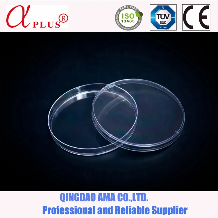 disposable medical plastic sterile 9cm petri dish with three room