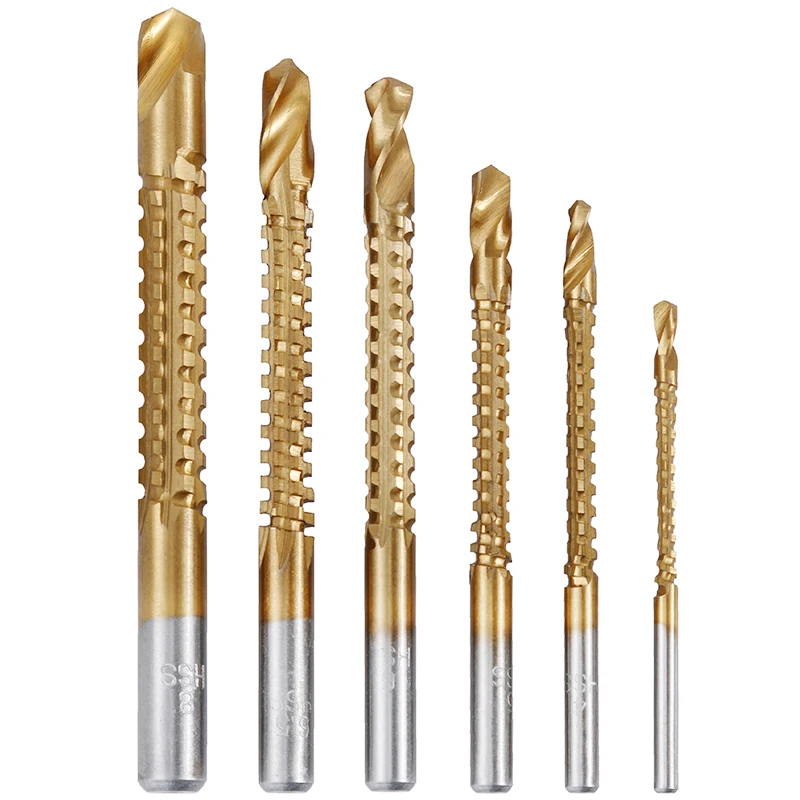 6 PCS/Set High Speed Steel Straight Shank Twist Drill Bit for Drilling Metal, Wood and Plastics