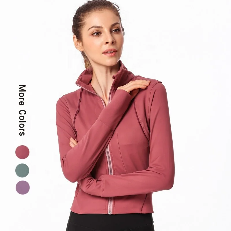 New Autumn Winter Long Sleeve Net Breathable Nylon Zipper Coat Yoga Running Sport Jogging Jacket Women