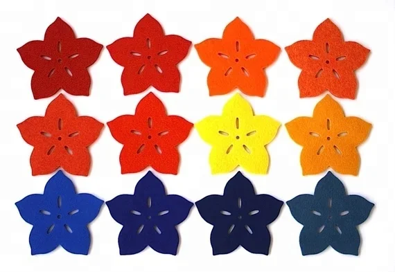 4 Pack Colorful Flower Shape Felt Cup Coasters for Drinks