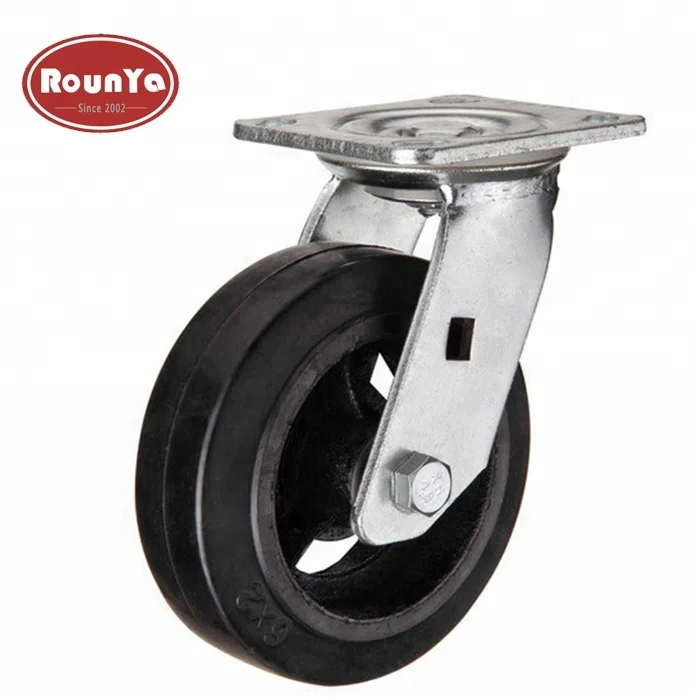 
4inch to 10 inch Heavy duty rubber on cast iron caster wheel black 