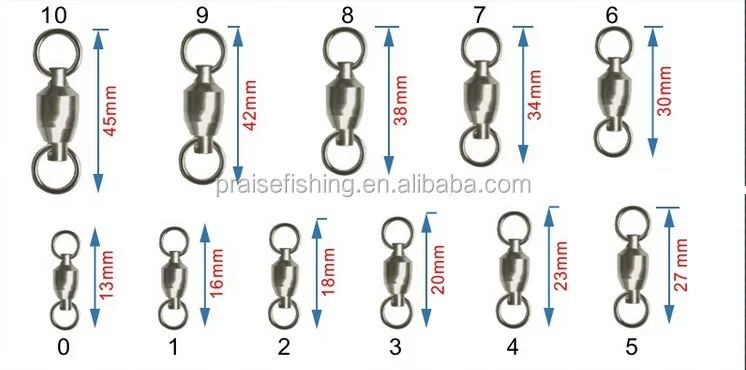 Factory Supply Fishing Swivel Connector Carp Rigs split ring Ball Bearing Swivel with Solid Ring