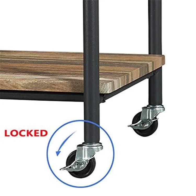 Бытовой 14 бутылки большой длинный в деревенском стиле Industrial стиль деревянный барный электронной ручной тележки бокал для вина