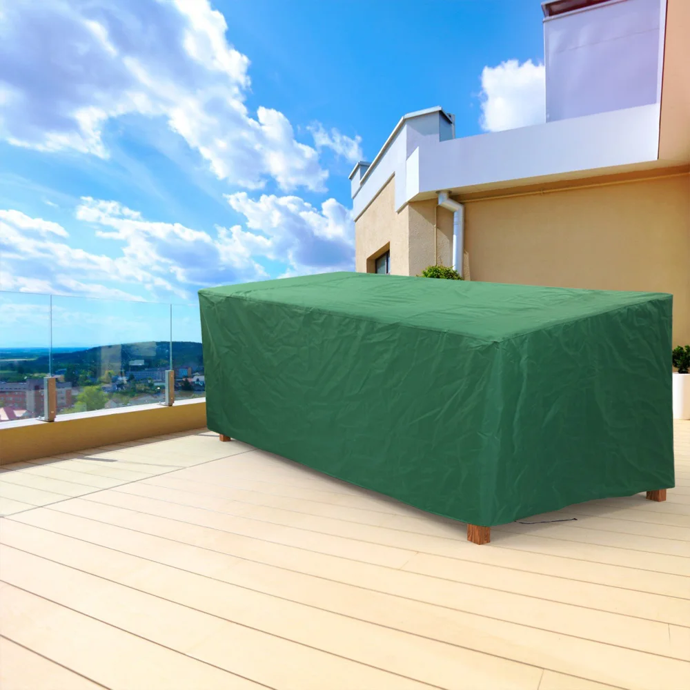 Durable Water Resistant Patio Garden Furniture Cover Green Color Patio Rectangular Table Cover