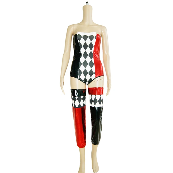 Sexy Clown Cosplay Costume Sequins Strapless Back Lace-Up Catsuit Lingerie Halloween Costume