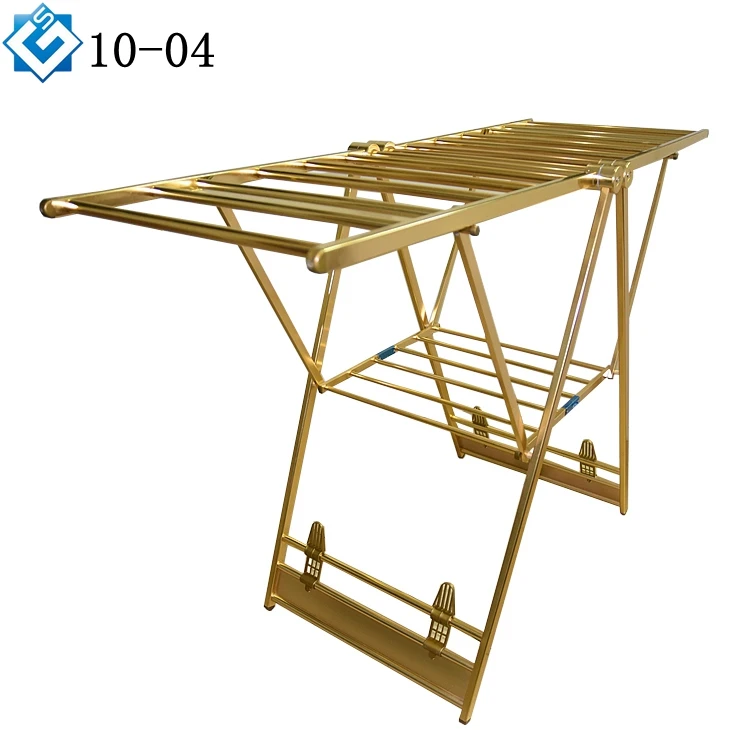 home furniture  double folding multi-function clothes hanger aluminum alloy balcony folding clothes / laundry drying rack