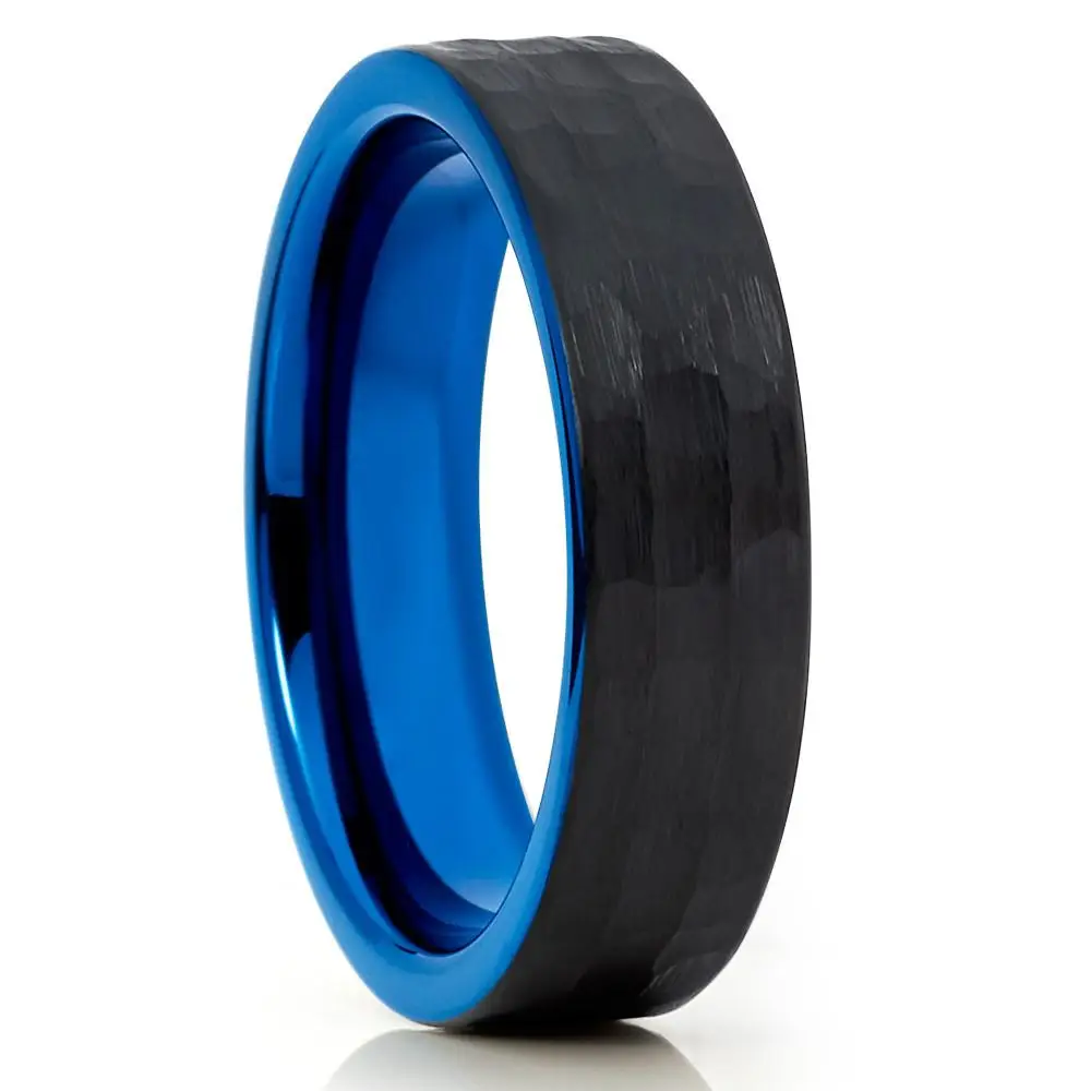
Factory wholesales blue inlay dome tungsten ring 