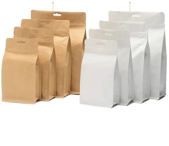 
Heat Seal Washable Kraft Paper bag Storage With Zipper Foil Lined 
