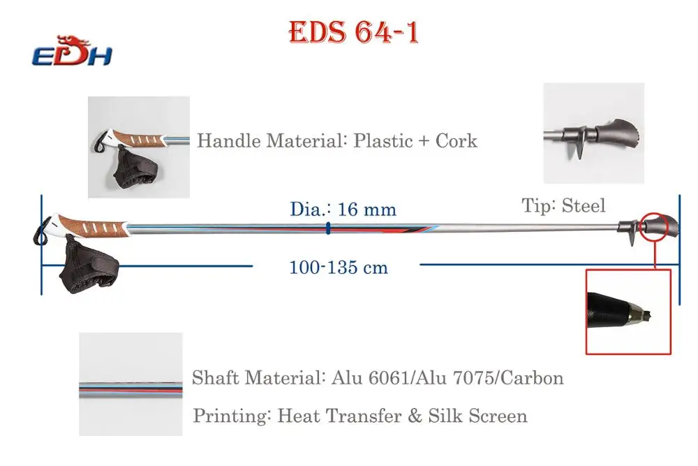 Custom Logo Self Defense Ultralight Carbon Walking Stick Aluminum Nordic Walking Stick