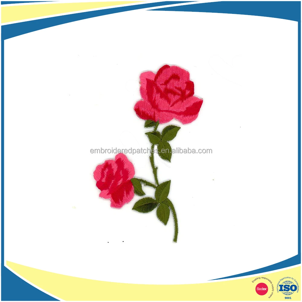 Fashion Ecusson Iron On Embroidery Rose Patches Yellow Rose Flowers Appliques