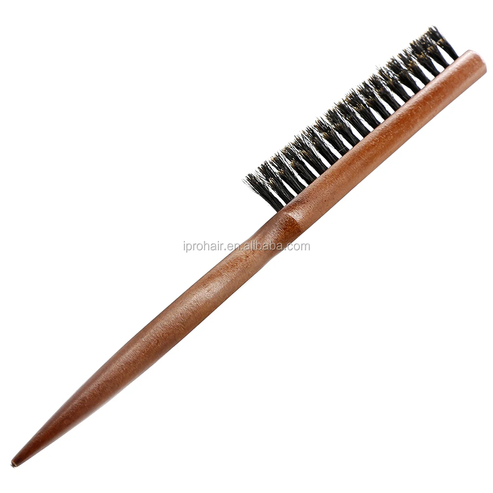 Boar Bristle Hairdressing Comb Fluffy Wood Handle Hair Brush