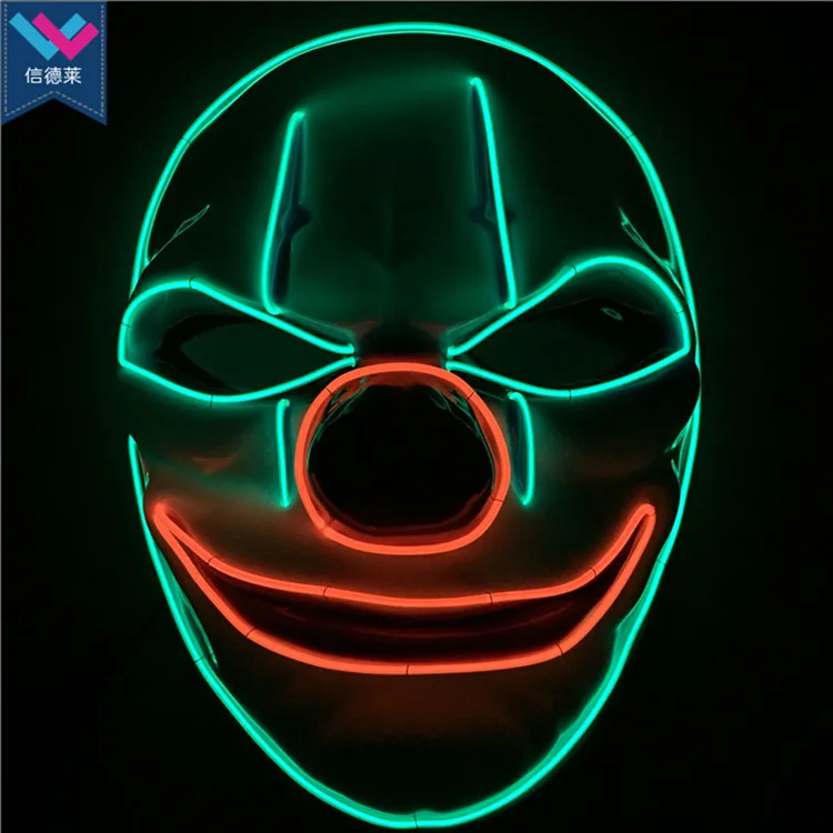 Halloween Mask Clown LED Mask Scary EL Wire Light up Masks Club Party Costume
