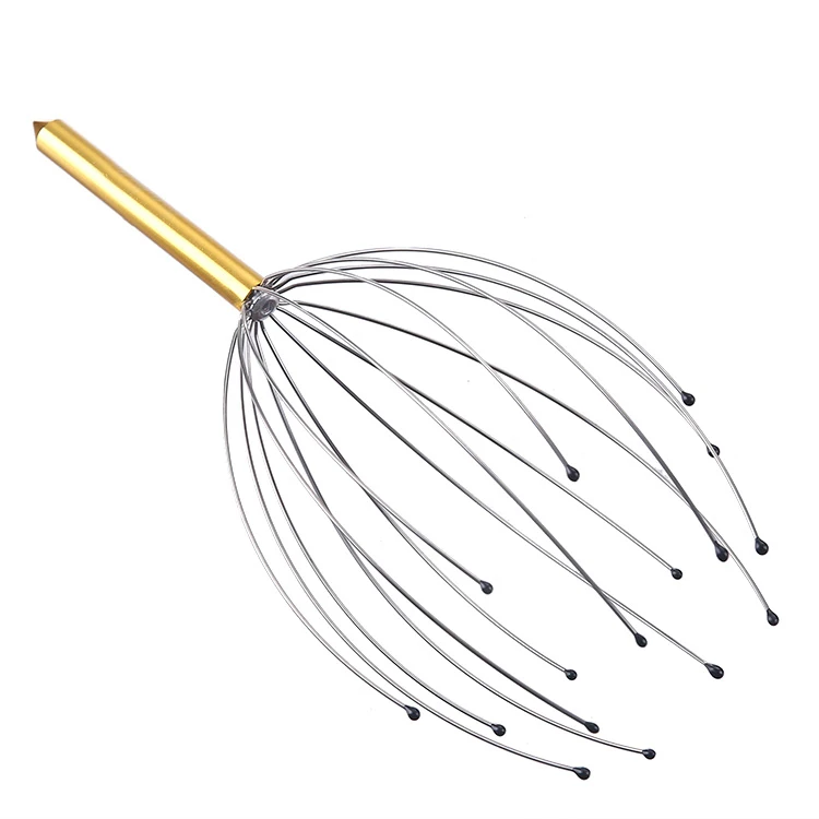 Portable Steel Gentle Rubber Beads sharp Handheld Scalp Hair Growth Head Massager