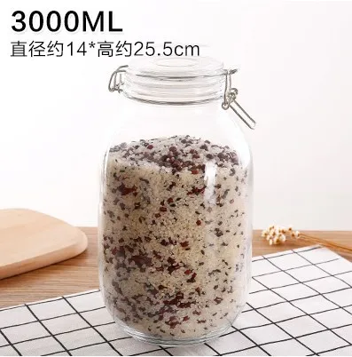 
3L big size jar wholesale custom round glass storage jar with lid 