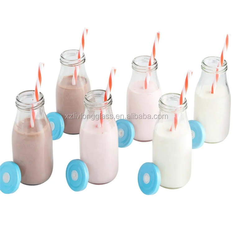 1 Liter Clear Screw Top Glass Beverage Bottle for Juice and Milk