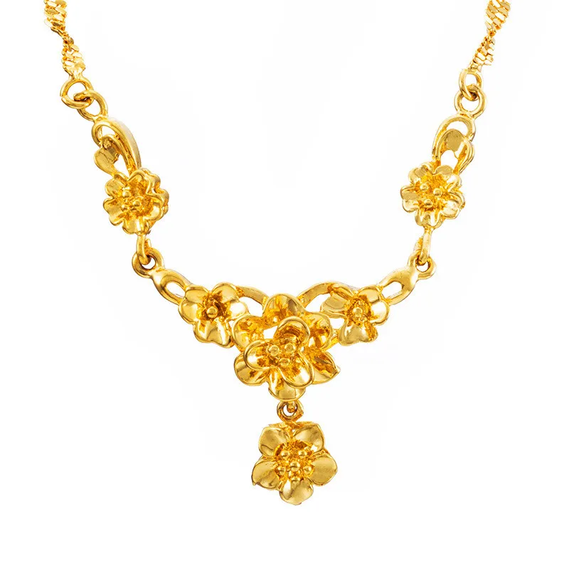 DAICY Fashion women flower 24k copper 40 grams gold necklace designs